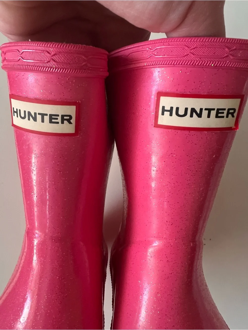 Hunter Pink Kids Gloss Rain Boots